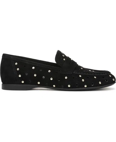 Naturalizer Bloom Stud Penny Loafer In Black Studded Suede