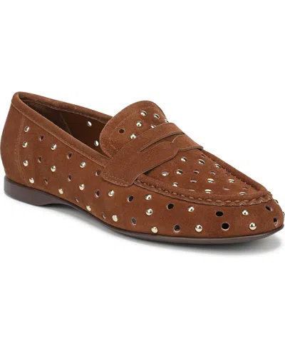 Naturalizer Bloom Stud Penny Loafer In Chestnut Studded Suede