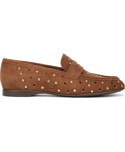Naturalizer Bloom Stud Penny Loafer In Chestnut Studded Suede