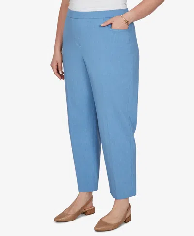 Alfred Dunner Plus Size Provence Millennium Flat-front Pull-on Cropped-ankle Pants In Blue
