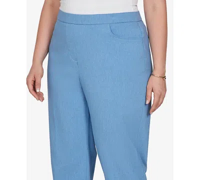 Alfred Dunner Plus Size Provence Millennium Flat-front Pull-on Cropped-ankle Pants In Blue