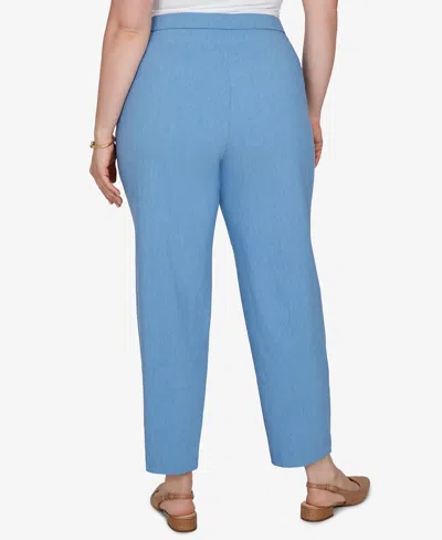 Alfred Dunner Plus Size Provence Millennium Flat-front Pull-on Cropped-ankle Pants In Blue