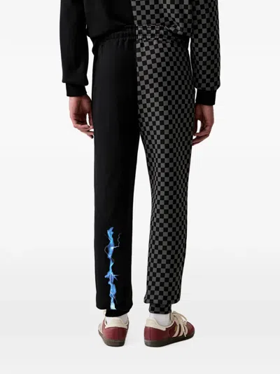 Sprayground Check-pattern Shark Track Pants In Black
