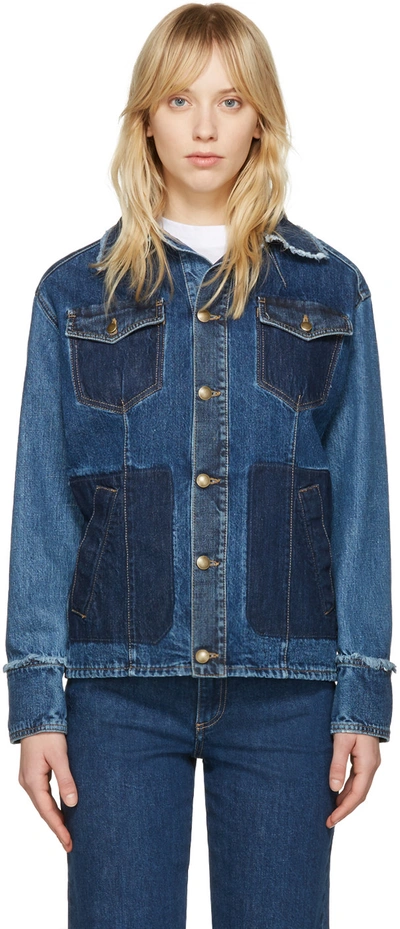 Alexander McQueen Men's Blue Patchwork Denim Jacket - 38 (Cotton)