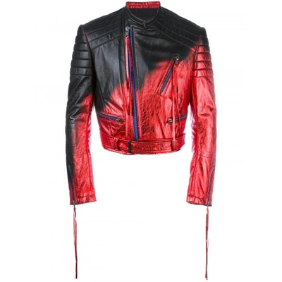 Haider Ackermann Metallic Biker Jacket In Black/red
