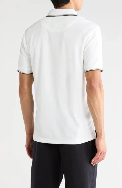 Tom Baine Zip Front Stretch Polo In White