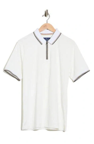 Tom Baine Zip Front Stretch Polo In White