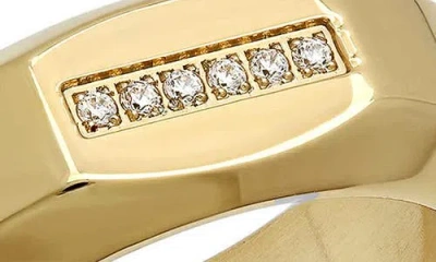 Steeltime Crystal Ring In Gold