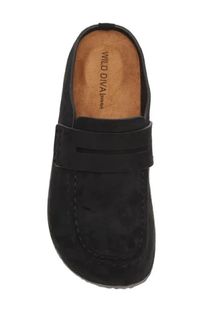 Wild Diva Lounge Matcha Flat Mule In Black