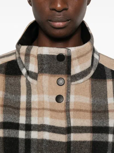 Pinko Double-layered Check-pattern High-neck Coat In