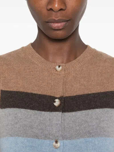 Yerse Striped Button-up Gilet In Brown