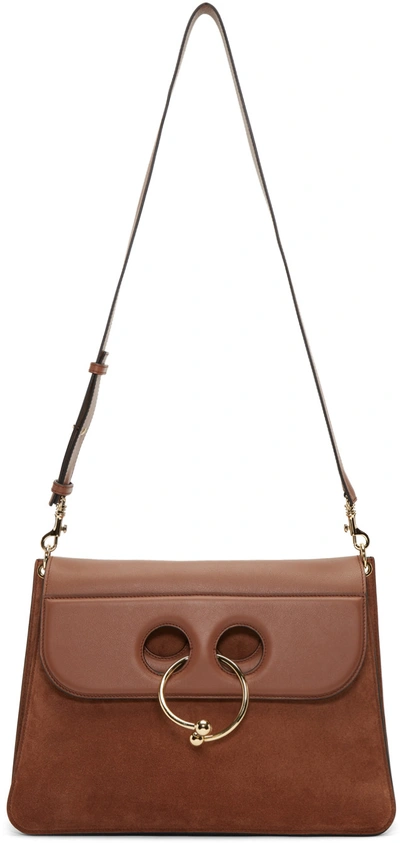 Jw Anderson Pierce Large Leather And Suede Shoulder Bag In Tan