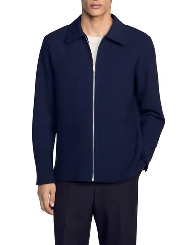 Sandro Joker Zip Front Solid Shirt In Red
