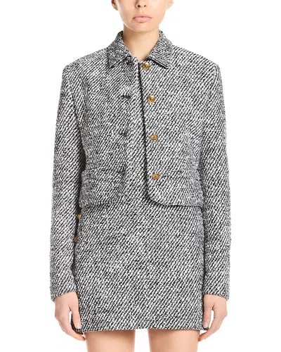 Versace Wool Boucle Jacket Contrast Buttons Cropped In Gray