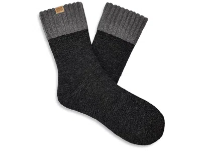 Ugg ® Men's Camdyn Cozy Sock Polyester Blend In Tar/charcoal In Black