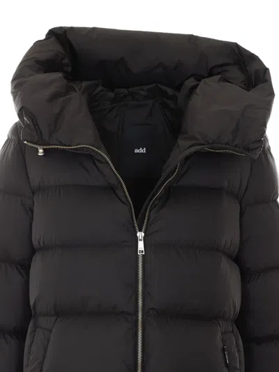 Add Long-sleeved Down Jacket In Black