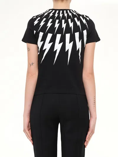 Neil Barrett Black Fairisle Thunderbolt T-shirt In Black