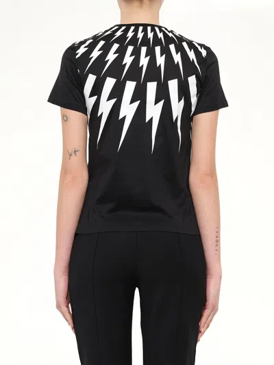 Neil Barrett Black Fairisle Thunderbolt T-shirt In Multi