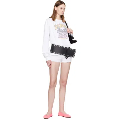 Ganni Basic Cotton Long-sleeve T-shirt With Teddy Mushroom Print In White