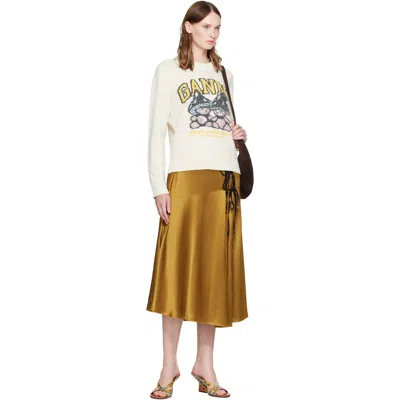 Ganni Basic Cotton Long-sleeve T-shirt With Teddy Mushroom Print In White