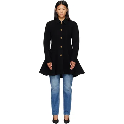 Versace Wool Coat In Black