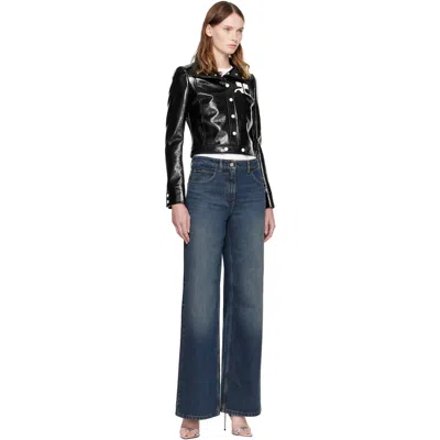 Courrèges Stretch Cotton Cropped Vinyl Jacket Reedition In Black