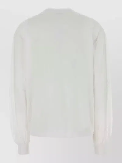 Ganni Basic Cotton Long-sleeve T-shirt With Teddy Mushroom Print In White