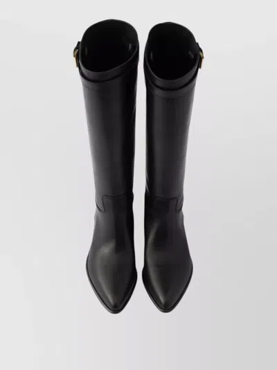 Prada Leather Knee-high Boots In Black
