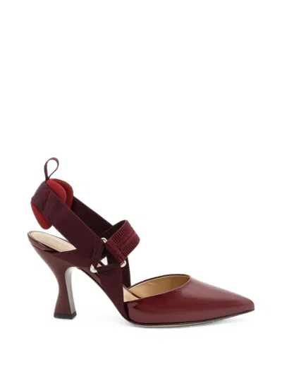 Fendi Slingback Pointed-toe Pumps In Red