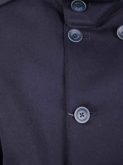 Herno Military Short Peacoat Coat In Blue