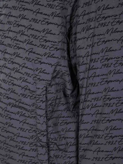 Emporio Armani Script-print Bomber Jacket In Blue