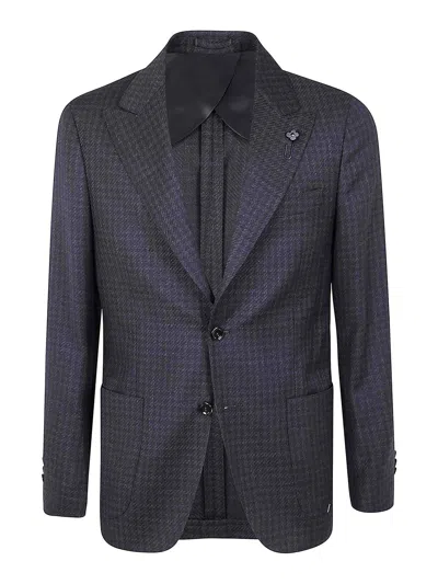 Lardini Houndstooth-pattern Blazer In Black