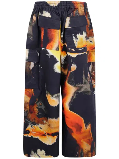 Y-3 Abstract-pattern Trousers In Blue