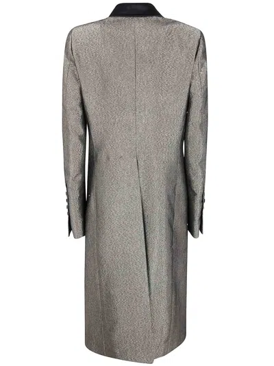 Sapio Long Textured Coat Notch Lapel In Gray