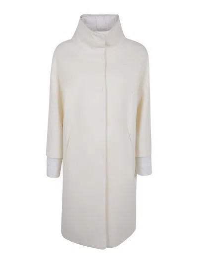 Herno Long Zip Jacket Concealed Pockets In White