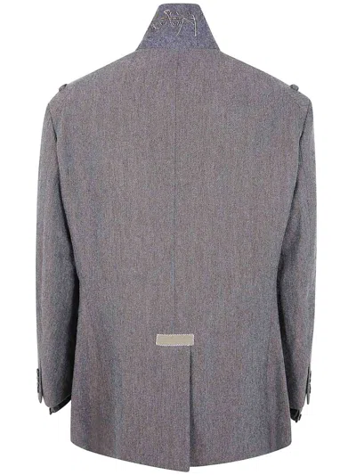 Kolor Jacket 02 Split Double Breast Coat In Gray