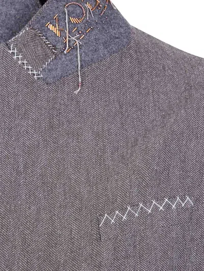 Kolor Jacket 02 Split Double Breast Coat In Gray