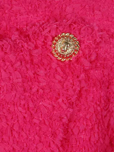 Balmain 8 Button Tweed Spencer Jacket In Pink