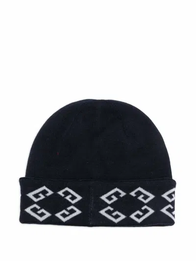 Givenchy Beanie Hat Folded Brim Soft Texture Pattern In Black