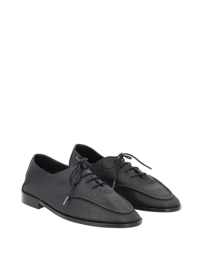 Hereu Black Leather Lace-ups In Black