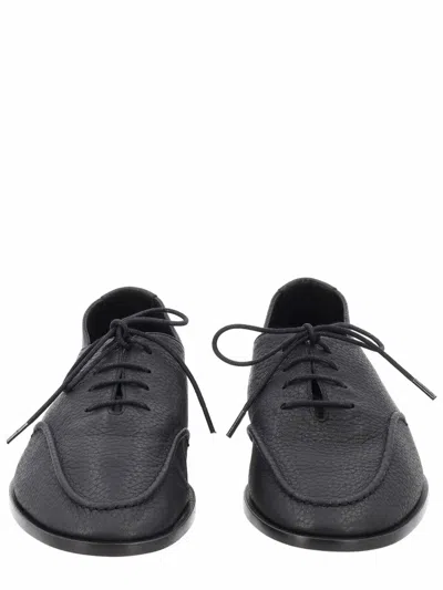 Hereu Black Leather Lace-ups In Black