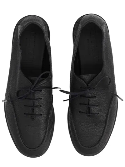 Hereu Black Leather Lace-ups In Black