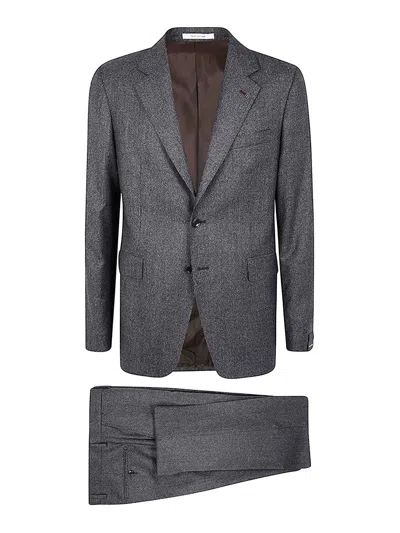 Tagliatore Notched Single-breasted Wool Suit In Gray