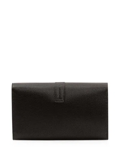Tom Ford Grain Leather Wallet On Strap In Black