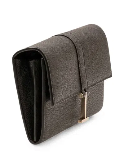 Tom Ford Grain Leather Wallet On Strap In Black