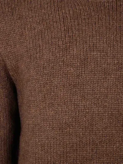 Studio Nicholson Knit Crew Neck Sweater Ribbed Cuffs Hem In Brown