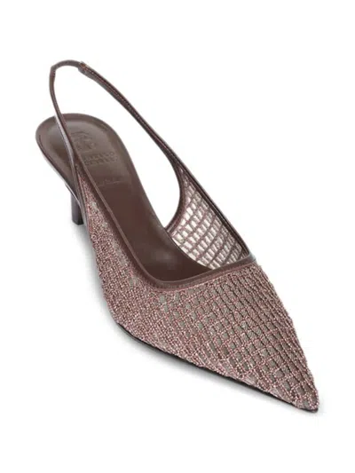Brunello Cucinelli Pointed Sling Back Medium Heel In Transparent