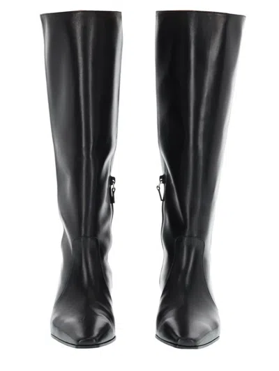 Stuart Weitzman Black Leather Pointed Boots In Black