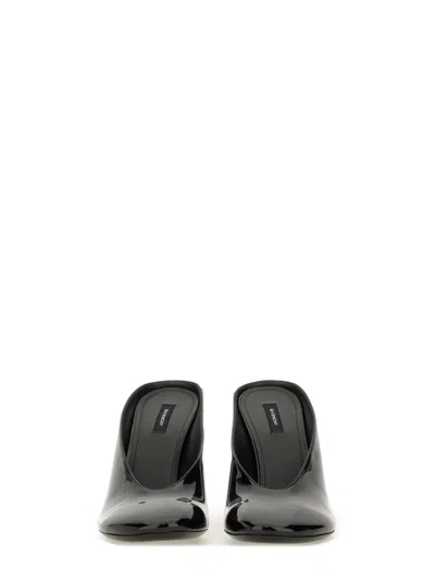 Givenchy Glossy Finish Curved Heel Pointed Toe Mules In Black