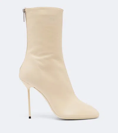 Paris Texas Lidia Leather Ankle Boots In White